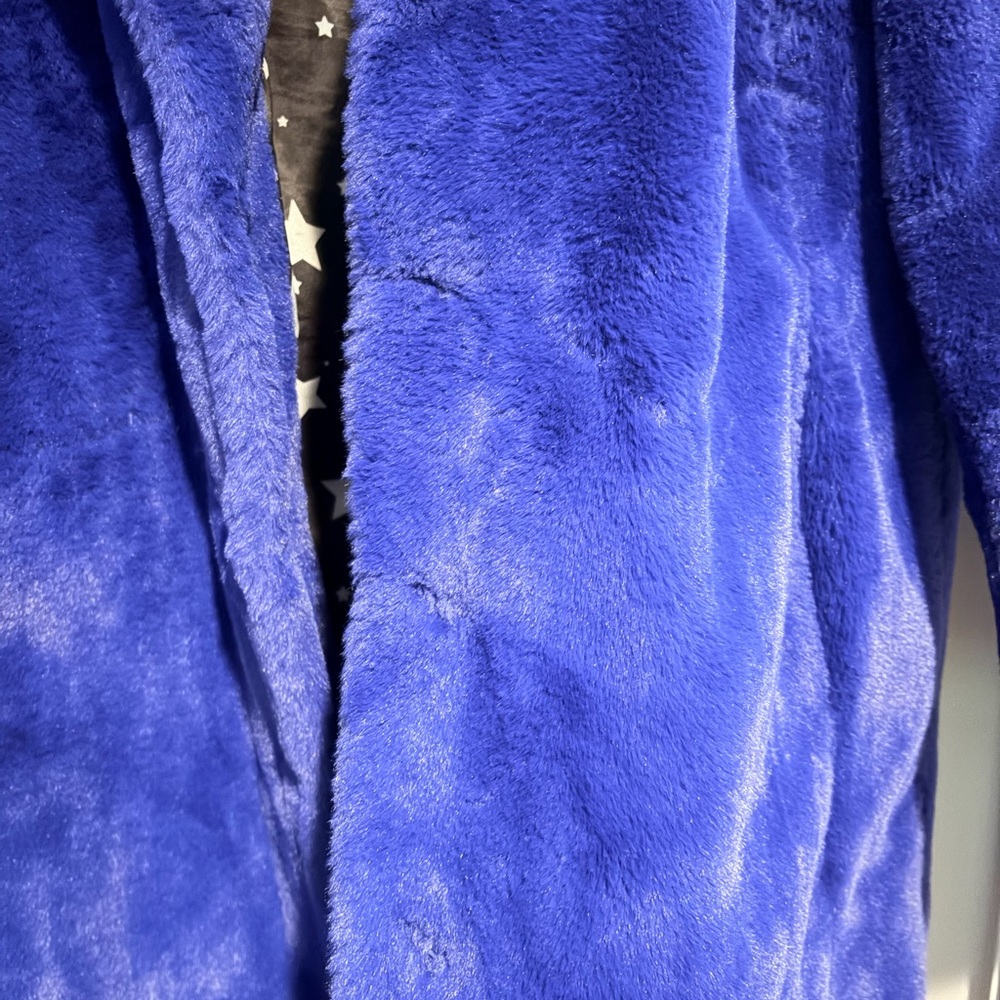 Avec Les Filles Plush Royal Blue Faux Fur Coat